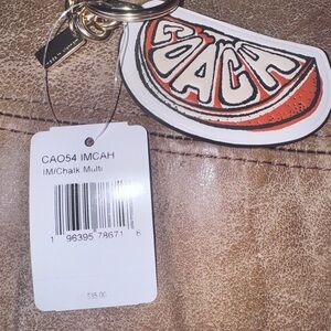 Coach Orange Slice Gold-Tone Keyring with Chalk White Logo Tag NWT
